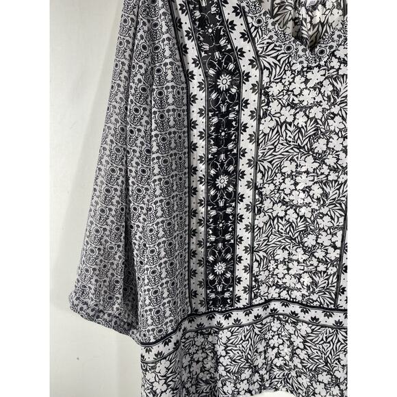 Old Navy Tunic Top Size XXL Womens Black White Chiffon Boho Whimsigoth Peasant - Picture 3 of 13